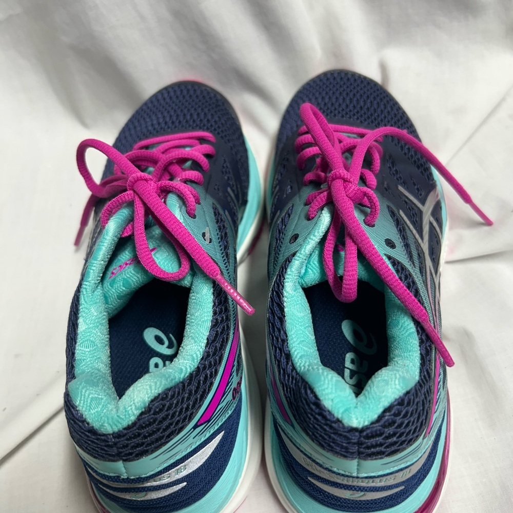 Asics Gel Cumulus 18 Women's Navy/Silver/Pink Running Shoes US 6.5 T6C8N A5 - Picture 8 of 9